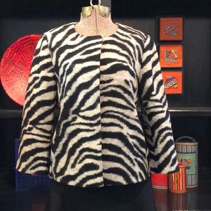 Ann Taylor Chic Lined Zebra Jacket With Pockets